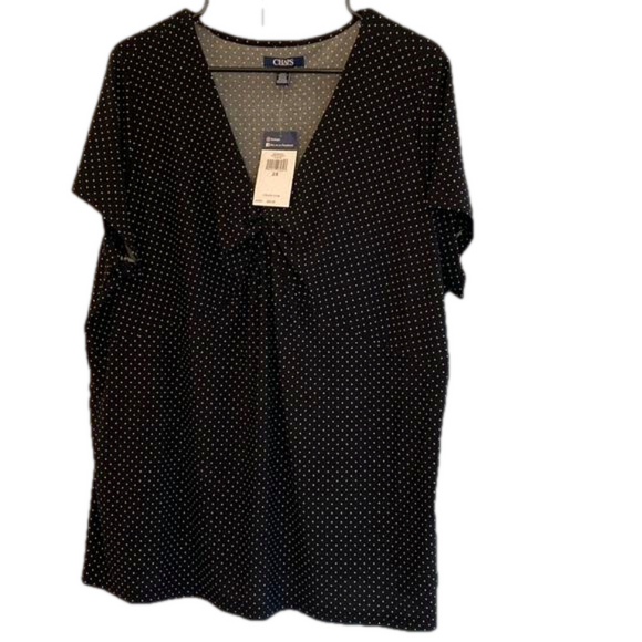 Chaps Short Sleeve Polka Dot Blouse – Black – Women’s Size 2X – NWT - Picture 1 of 6